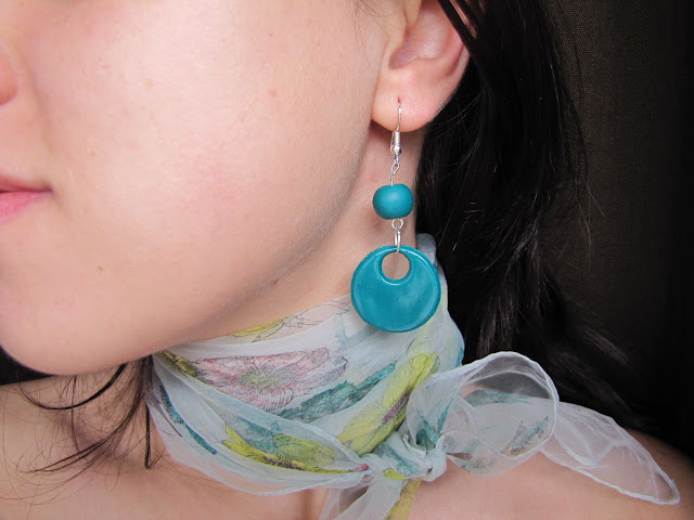 Cercei handmade din Fimo, verde jucaus