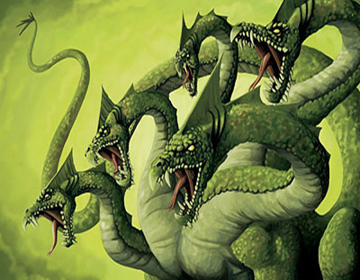 Drawing of a multi-headed Hydra