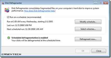 Defragmenting can really speed up your computer. Click to enlarge! Casey Tech