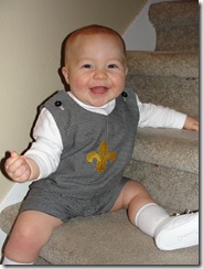 thomas in saints onesie