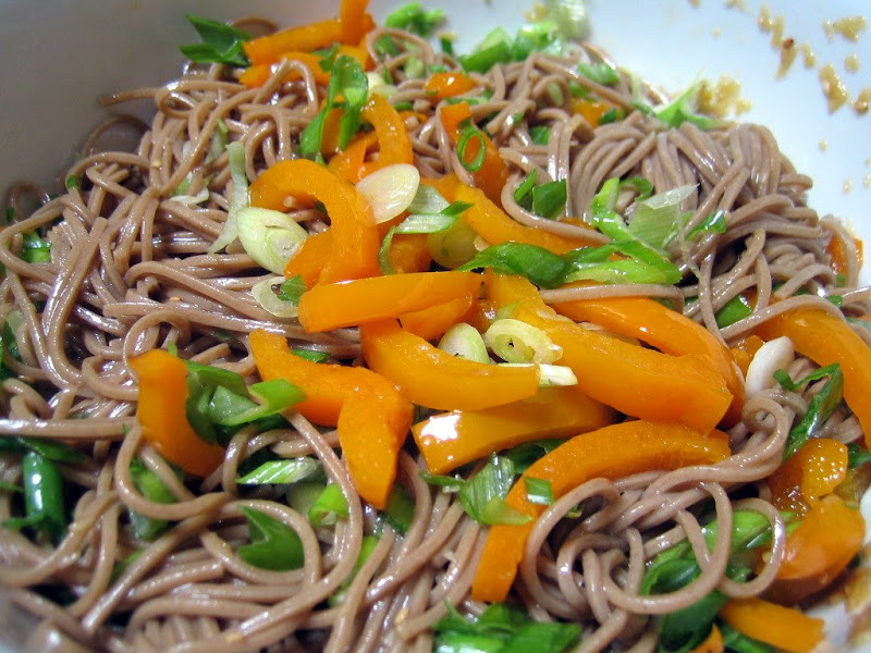 Here are the gorgeous noodles before we added the shrimp. This would be a great vegetarian option. You could add some tofu or more vegetables at this point.