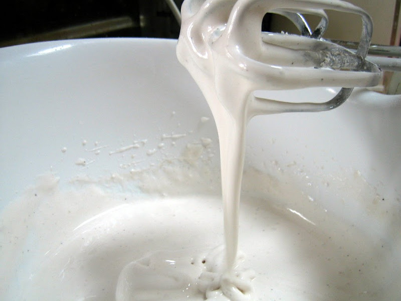 egg whites beaten with powdered sugar