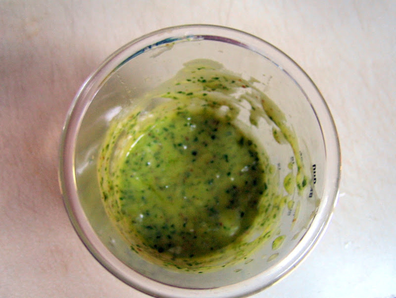 dressing from herbs mayo and roasted garlic