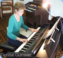 New Member, Denise Gunson, trying out the touch and feel of our Clavinova whilst entertaining us royally with her lovely play