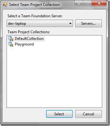 Select Team Project Collection Select Team Project Collection