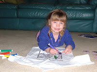 Abbie coloring her Breckenridge shirt the day I got back.