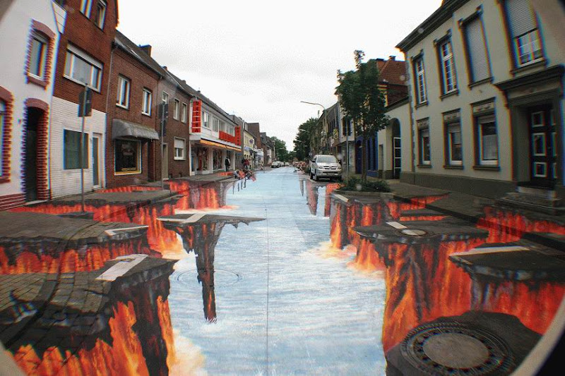 รูปภาพ street art งานอาร์ตสวยๆ บนพื้นถนน