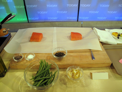 Ann assisted me with making salmon with green beans, lemon zest, and capers.