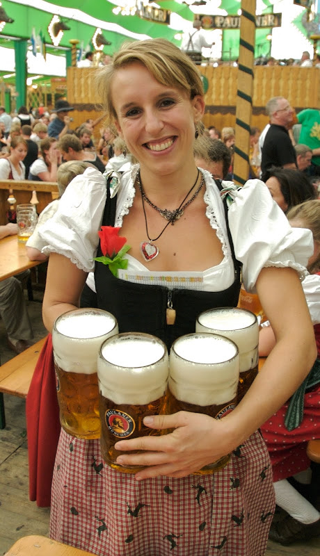 Oktoberfest beers in the beer garden Oktoberfest beers in beer garden in munich