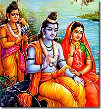 Sita, Rama, and Lakshmana in the forest