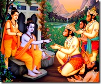 Lord Rama giving ring to Hanuman