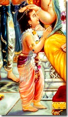 Prahlada offering prayers to Lord Nrishmadeva