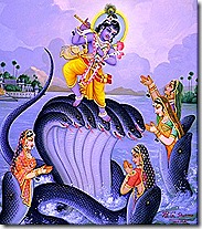 Krishna controlling the Kaliya serpent