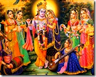 Radha and Krishna with gopis
