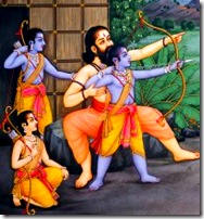 Lord Rama and His brothers learning from their guru