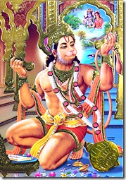 Hanuman practicing devotional service