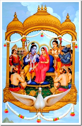 Sita and Rama triumphantly returning home