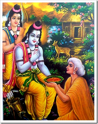 Shabari with Rama and Lakshmana