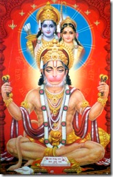 Hanuman chanting the Lord's names