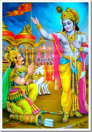 Lord Krishna delivering the Bhagavad-gita
