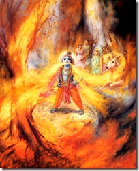 Krishna devouring a fire