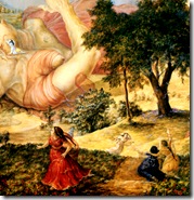 Krishna playing on Putana's body