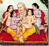 King Dasharatha with his sons