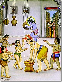 Krishna and His friends stealing butter