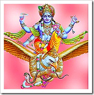 Lord Vishnu riding on Garuda