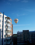 Hot air balloon in the air
