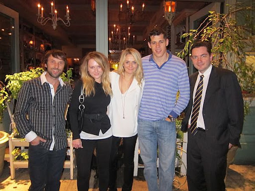 Evgeni Malkin, Alyonka Larionov, Alexander Ovechkin at Mari Vanna restaurant in NYC.