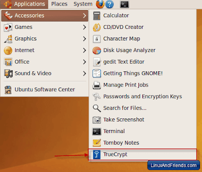 Truecrypt gnome menu Truecrypt gnome menu
