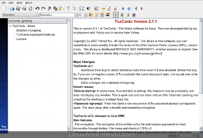 TuxCards interface