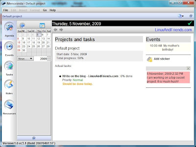 Memoranda - Personal Diary and Scheduling Tool Memoranda User Interface