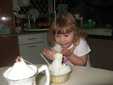 Mollie is excited about a sweet treat at John and Christine's