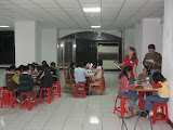 Craft time at Aunt Angie's English Club with Qing-hong helping