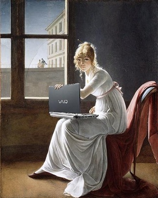 Young Woman Blogging, by Mike Licht