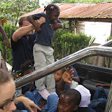 Field trip to the park... The Makarios truck also serves as a school bus.