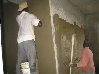 The plaster goes on the walls.