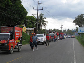 Parade blocking the highway in April.