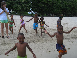 Who can make it to the water the fastest?