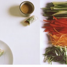 Chicken Spring Rolls with Sesame Peanut Dipping Sauce