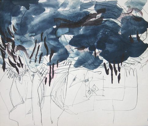 before the deluge, 1991, mixed technique on paper