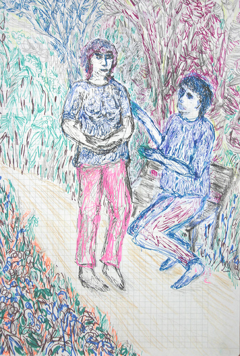 park encounter iv (2008 ~ 20 x 30 cm ~ mixed technique on paper)