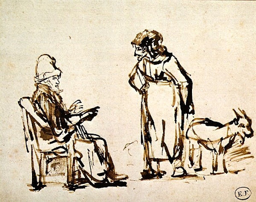 rembrandt van rijn, tobit, anna en bokje