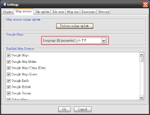 MOBAC Settings - Map source