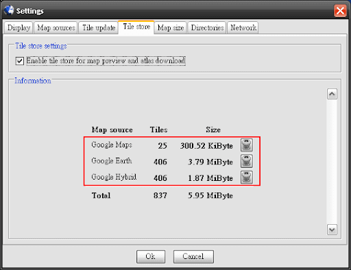 MOBAC Settings - Tile store
