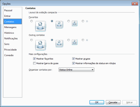 Windows Live Messenger 2011 - Opções de Contatos Windows Live Messenger 2011 - Opções de Contatos