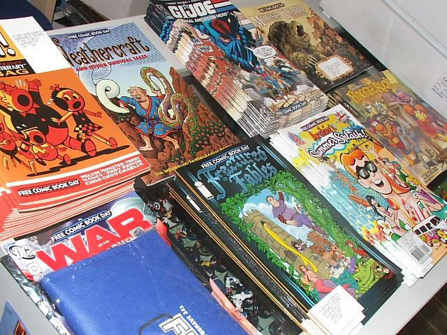 The Free Comics on offer at Free Comic Book Day at First Age Comics, Lancaster