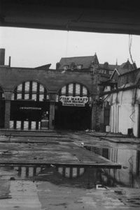 Lancaster's old market after it was gutted by fire